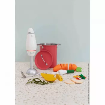Janod Conjunto de Cozinha de Sopa de Madeira com Liquidificadora e Acessórios 3+