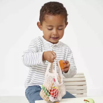 Janod Shiny Grandma Conjunto de Alimentos de Brincar de Madeira em Saco de Rede, 12 Peças