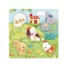 Janod Puzzle Sensorial de Madeira Pure Animais da Quinta 7 Peças