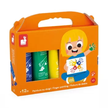JANOD Tintas para Dedos 5 Cores 400 ml Base de Água Não Tóxicas Laváveis Tinta Artística para Crianças a partir de 18 Meses