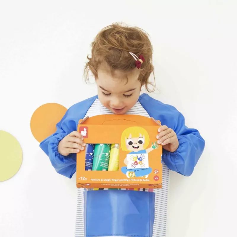 JANOD Tintas para Dedos 5 Cores 400 ml Base de Água Não Tóxicas Laváveis Tinta Artística para Crianças a partir de 18 Meses