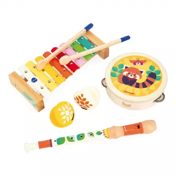 Janod Gioia Conjunto de Instrumentos Musicais - 5 Instrumentos, Madeira, Cores Pastel, a partir de 18 Meses