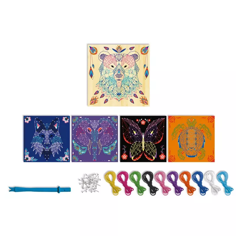Janod Conjunto Criativo de Trabalhos Manuais String Art Animals 3D