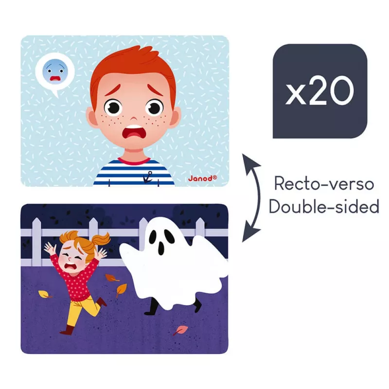 Janod Puzzle Magnético Emoções - 27 Peças, Brinquedo de Madeira para Promover a Inteligência Emocional, a partir dos 3 Anos