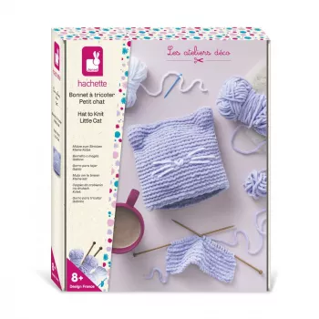 Janod Conjunto Criativo de Tricô - Gorro Gatinho para Crianças a partir dos 8 Anos