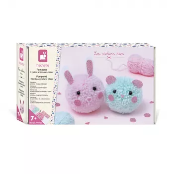 Janod Conjunto de Trabalhos Manuais Pom-Pom - 2 Pequenos Animais - a partir dos 7 Anos