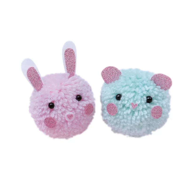 Janod Conjunto de Trabalhos Manuais Pom-Pom - 2 Pequenos Animais - a partir dos 7 Anos