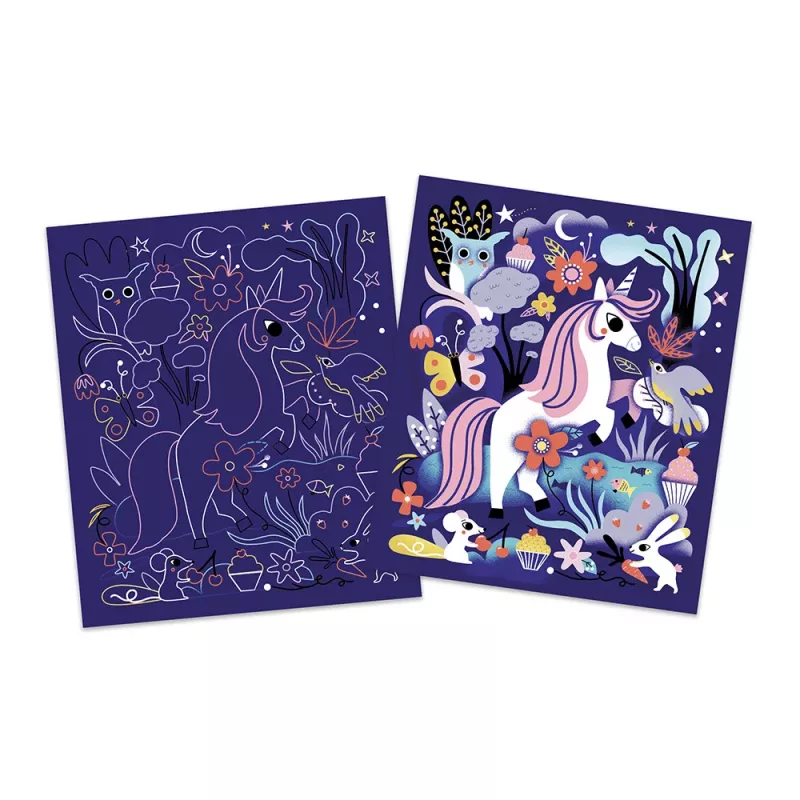 Janod Kit de Arte de Raspar Holográfico Unicórnios 6+