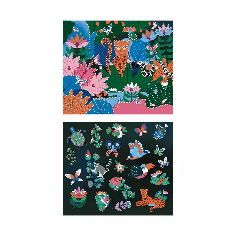 Janod Kit de Trabalhos Manuais Mosaico de Cristal Luminoso - Selva Noturna - Atividade Criativa para Crianças a partir dos 6 Anos