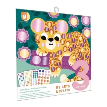 Janod My Arts & Crafts Kit Criativo de Arte com Autocolantes 3+ com Autocolantes Redondos Metálicos