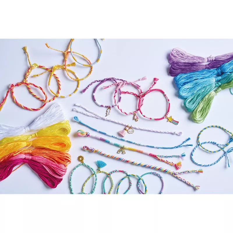 Janod Conjunto Criativo de Trabalhos Manuais para Criação de Bijutaria Pulseiras Arco-Íris 30 Peças 8+