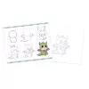 Janod Conjunto de Desenho Passo a Passo com Marcadores com Brilho - 20 Cartões de Desenho e 20 Cartões de Pintura para Crianças a partir dos 6 Anos