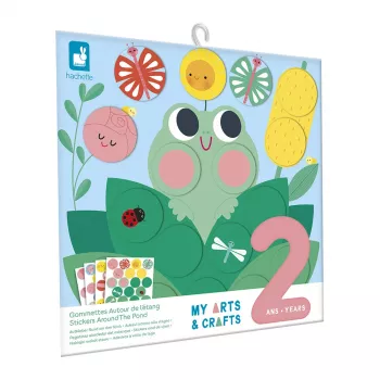 Janod My Arts & Crafts Conjunto Criativo para 2 Anos - Arte com Autocolantes Mundo do Lago com 112 Autocolantes Redondos e 4 Painéis