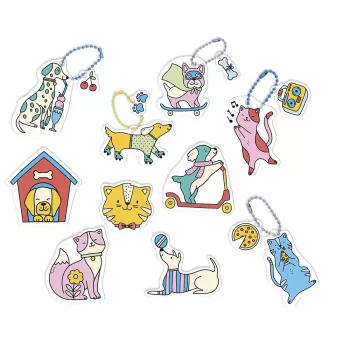 Janod Conjunto de Arte DIY com Papel Encolhível - Gatos e Cães - 10 Ornamentos - a partir dos 7 Anos
