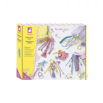 Janod Conjunto Criativo DIY Bag Charm para Porta-chaves, Conjunto de Bricolage em Feltro, a partir de 7 anos