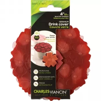 2 tampas para bebidas de silicone Charles Viancin Geranium Bordô/Rosa
