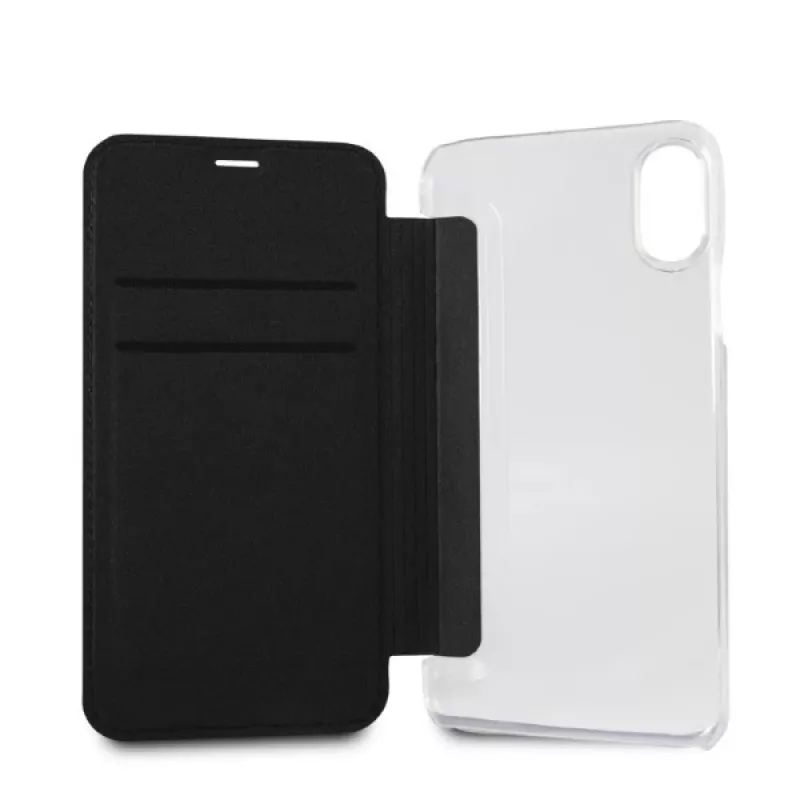 Karl Lagerfeld KLFLBKPXKSB Capa tipo livro Signature Glitter para iPhone X/Xs, preto