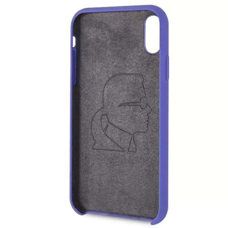 Karl Lagerfeld KLHCI61SLVOG Capa rígida em silicone para Apple iPhone Xr - violeta