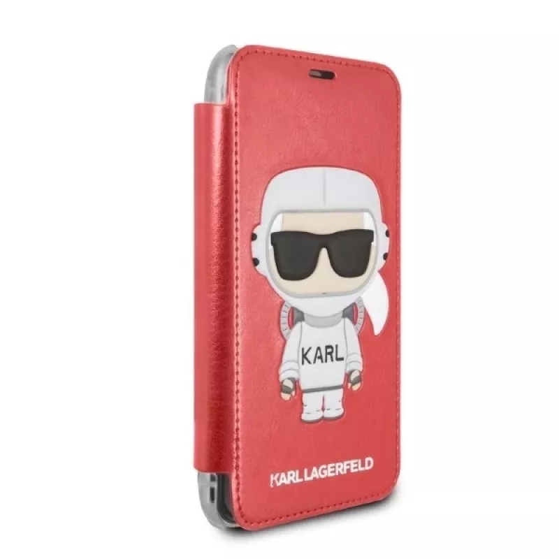 Karl Lagerfeld KLFLBKPXKSCORE Capa tipo livro para iPhone X/XS Red Karl Space Cosmonaut