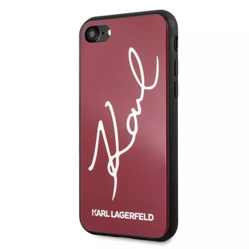 Karl Lagerfeld KLHCI8DLKSRE Capa rígida Signature Glitter para iPhone 7/8/SE 2020/SE 2022, vermelho