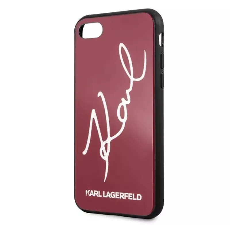Karl Lagerfeld KLHCI8DLKSRE Capa rígida Signature Glitter para iPhone 7/8/SE 2020/SE 2022, vermelho
