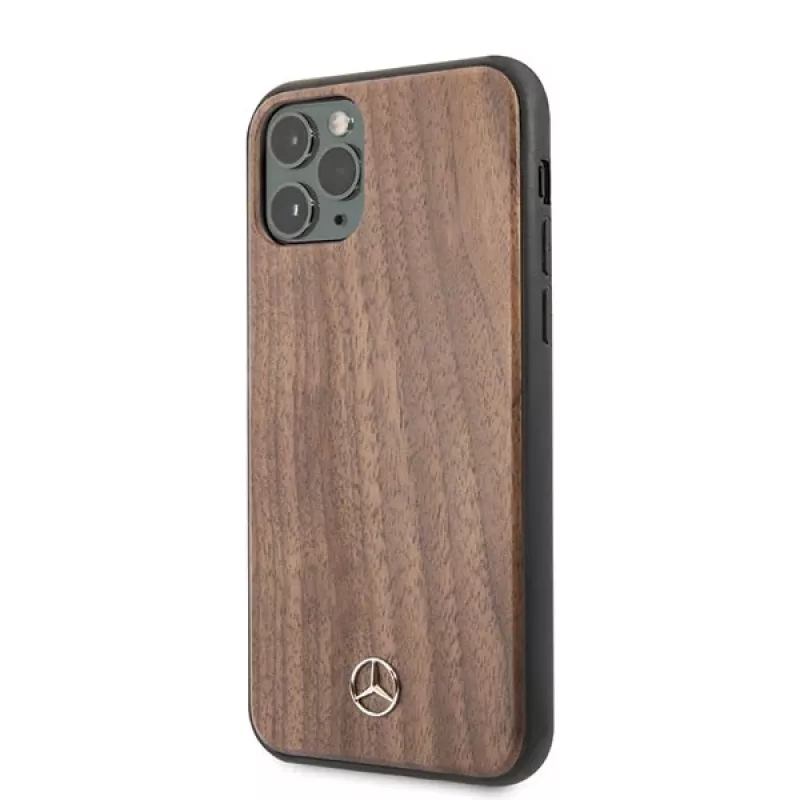 Mercedes-Benz Capa rígida Wood Line Walnut para Apple iPhone 11 Pro Max - castanho