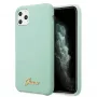 Guess GUHCN58LSLMGG Capa rígida em silicone para iPhone 11 Pro verde com logótipo Vintage Gold