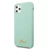 Guess GUHCN58LSLMGG Capa rígida em silicone para iPhone 11 Pro verde com logótipo Vintage Gold
