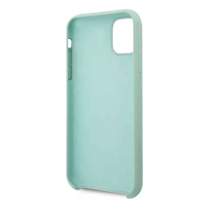 Guess GUHCN58LSLMGG Capa rígida em silicone para iPhone 11 Pro verde com logótipo Vintage Gold