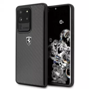 Ferrari Capa rígida FEHCAHCS69BK para Samsung Galaxy S20 Ultra, preta Carbon Heritage