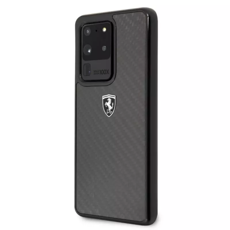 Ferrari Capa rígida FEHCAHCS69BK para Samsung Galaxy S20 Ultra, preta Carbon Heritage