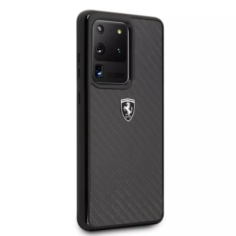 Ferrari Capa rígida FEHCAHCS69BK para Samsung Galaxy S20 Ultra, preta Carbon Heritage