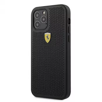 Ferrari FESPEHCP12MBK Capa rígida perfurada On Track para iPhone 12/12 Pro 6,1 polegadas preto