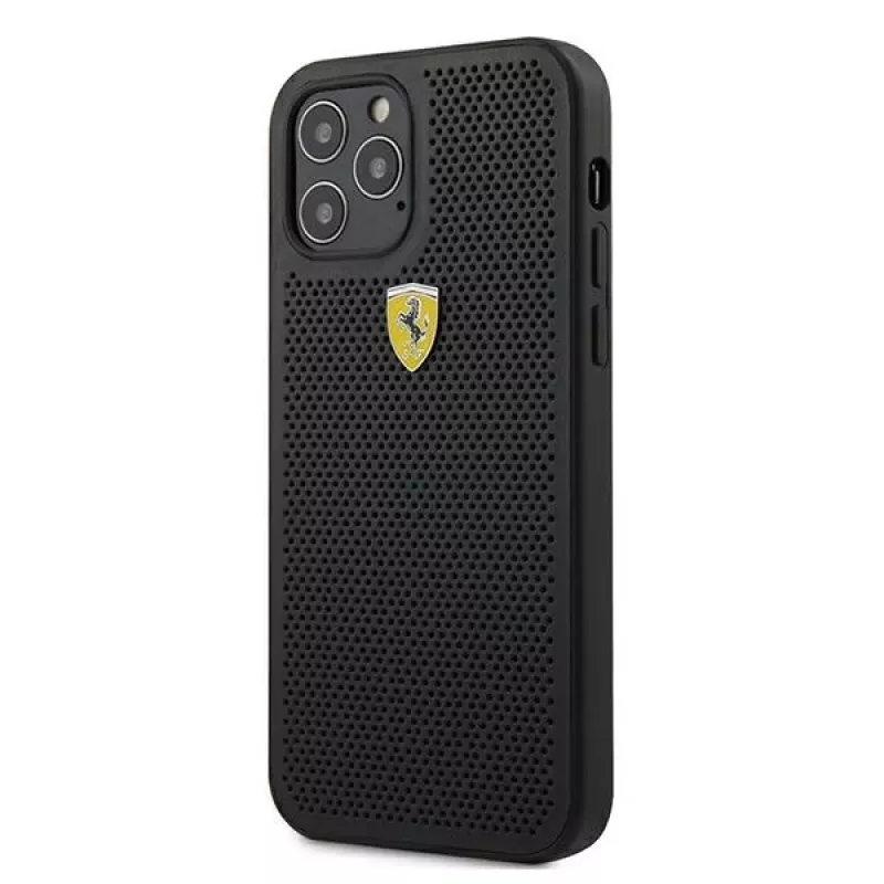 Ferrari FESPEHCP12MBK Capa rígida perfurada On Track para iPhone 12/12 Pro 6,1 polegadas preto