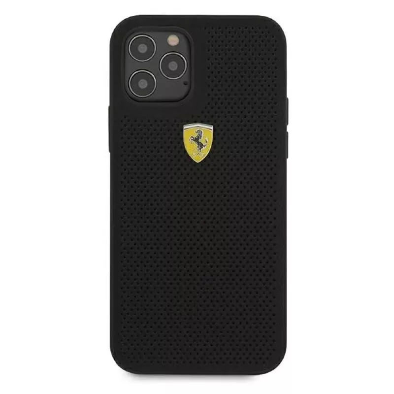 Ferrari FESPEHCP12MBK Capa rígida perfurada On Track para iPhone 12/12 Pro 6,1 polegadas preto