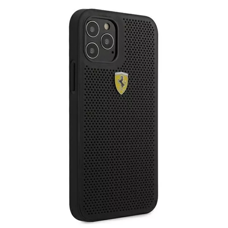 Ferrari FESPEHCP12LBK Capa rígida perfurada On Track para iPhone 12 Pro Max 6,7 polegadas preto