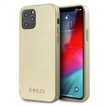 Guess GUHCP12LIGLGO Capa rígida para iPhone 12 Pro Max 6,7 polegadas Gold Iridescent