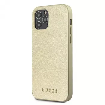 Guess GUHCP12LIGLGO Capa rígida para iPhone 12 Pro Max 6,7 polegadas Gold Iridescent