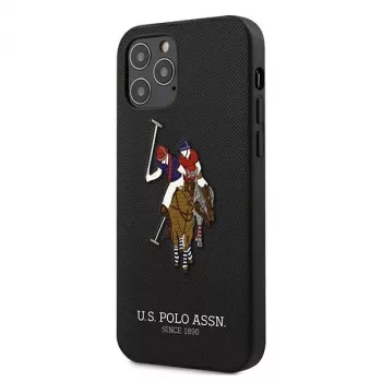 U.S. POLO ASSN. USHCP12MPUGFLBK Capa traseira Polo Embroidery Collection para iPhone 12/12 Pro 6.1 preto