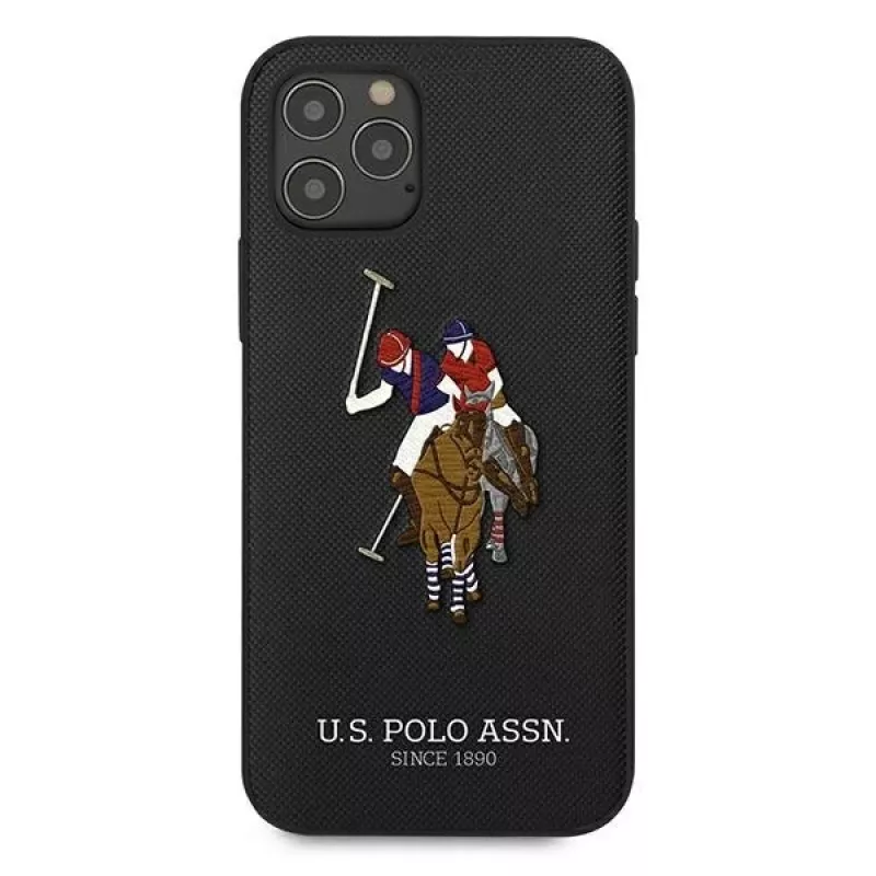 U.S. POLO ASSN. USHCP12MPUGFLBK Capa traseira Polo Embroidery Collection para iPhone 12/12 Pro 6.1 preto