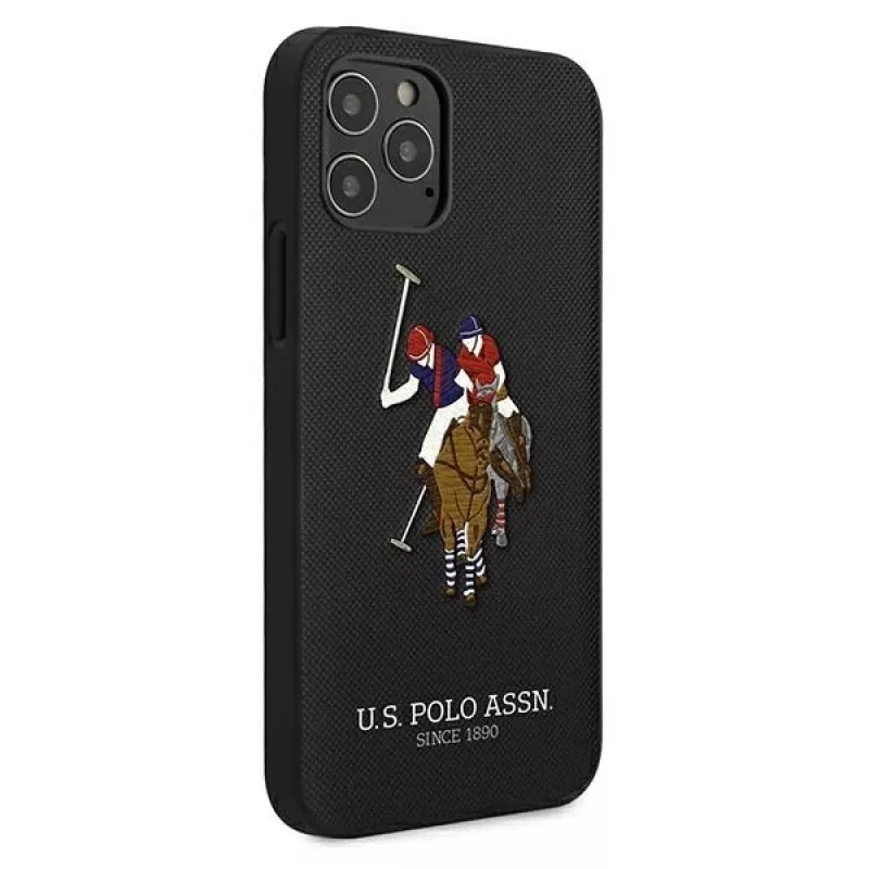 U.S. POLO ASSN. USHCP12MPUGFLBK Capa traseira Polo Embroidery Collection para iPhone 12/12 Pro 6.1 preto