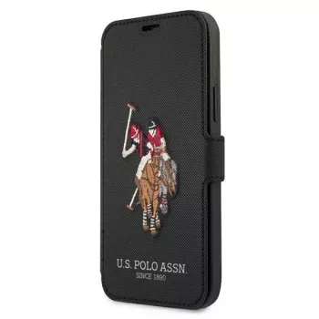 U.S. POLO ASSN. Polo Embroidery Collection capa tipo livro para iPhone 12/12 Pro 6,1 polegadas preta