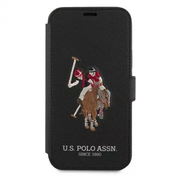U.S. POLO ASSN. Polo Embroidery Collection capa tipo livro para iPhone 12/12 Pro 6,1 polegadas preta