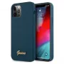 Guess GUHCP12LLSLMGBL capa rígida Metal Logo Script para Apple iPhone 12 Pro Max, azul