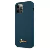 Guess GUHCP12LLSLMGBL capa rígida Metal Logo Script para Apple iPhone 12 Pro Max, azul