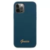 Guess GUHCP12LLSLMGBL capa rígida Metal Logo Script para Apple iPhone 12 Pro Max, azul