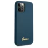 Guess GUHCP12LLSLMGBL capa rígida Metal Logo Script para Apple iPhone 12 Pro Max, azul
