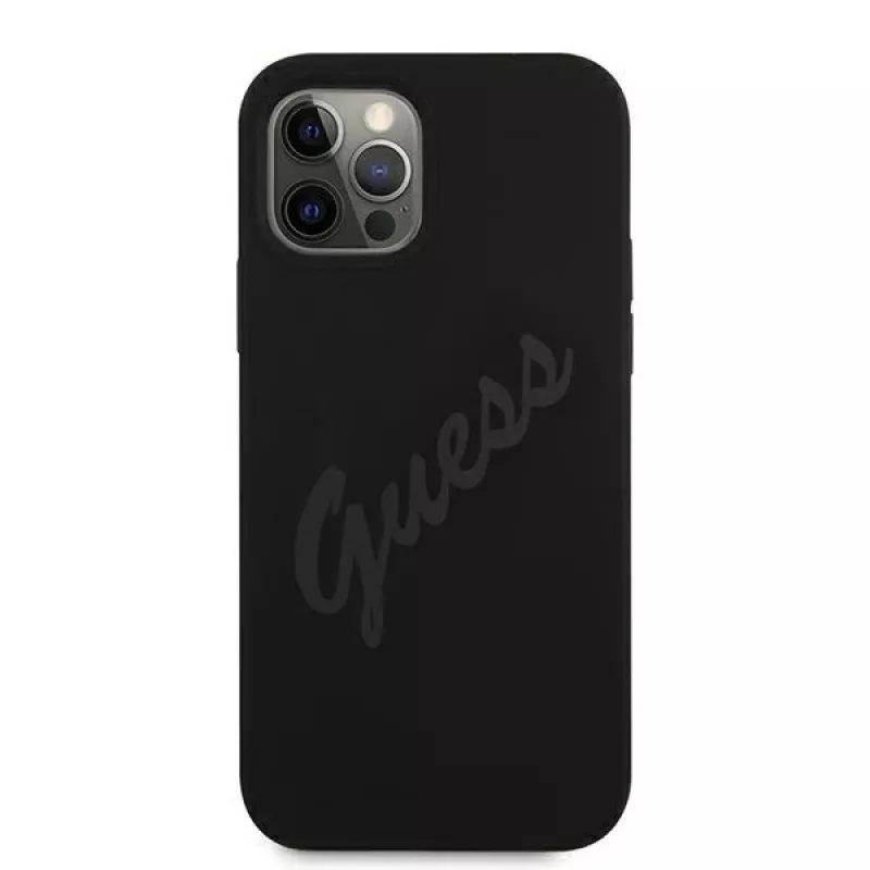 Guess Script Vintage capa rígida para Apple iPhone 12 Pro Max 6,7 polegadas preta