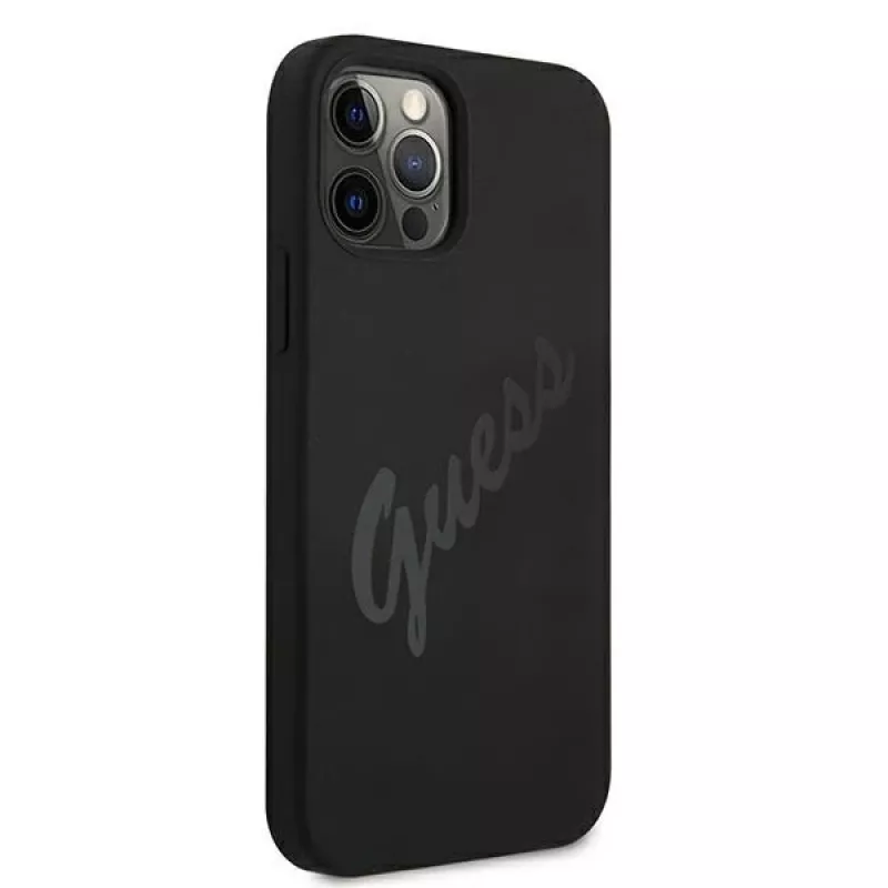 Guess Script Vintage capa rígida para Apple iPhone 12 Pro Max 6,7 polegadas preta