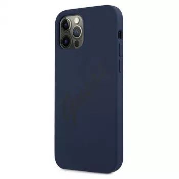 Guess Script Vintage capa rígida para Apple iPhone 12 / iPhone 12 Pro 6,1 polegadas azul